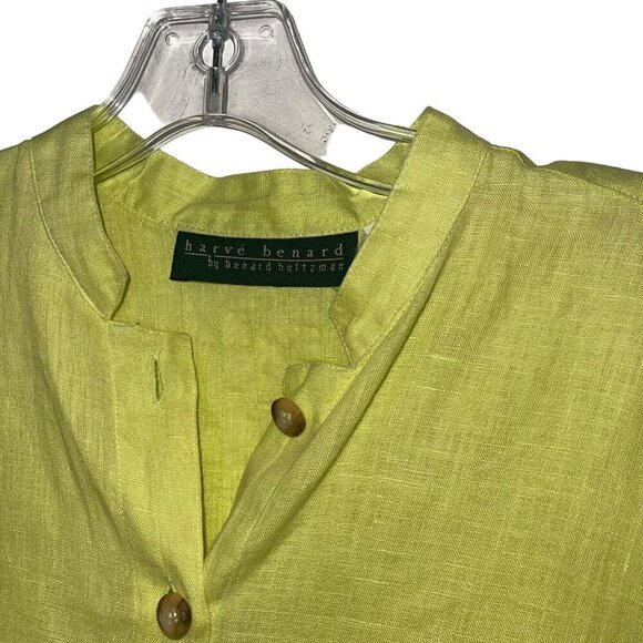 Harve Bernard Vintage Womens Shirt Size S Yellow Button Up Long Sleeve Side Slit - Picture 6 of 6